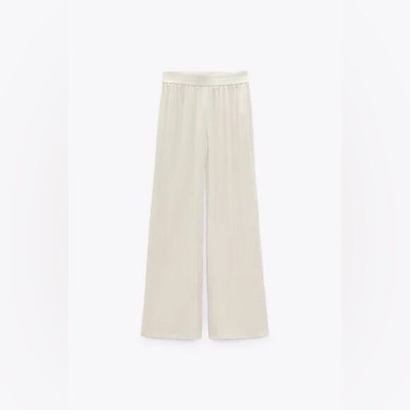 Zara CREASED-EFFECT PALAZZO TROUSERS - Picture 7 of 9